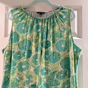 Gorgeous vintage Lands End lime print dress 2X